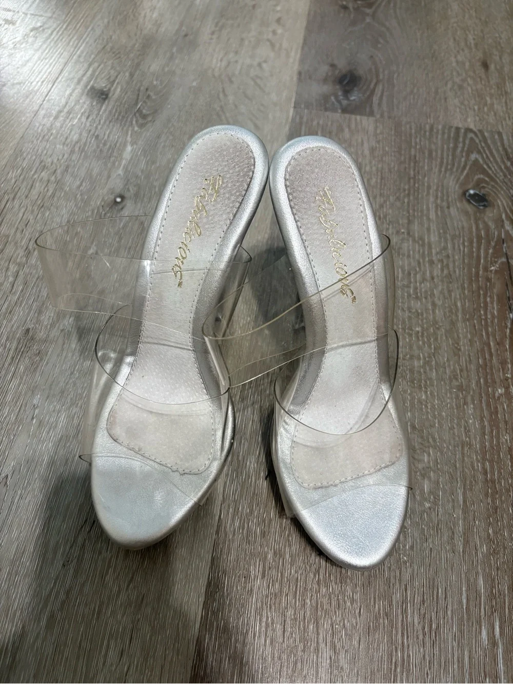Clear Strap Silver Platform Stiletto Heels